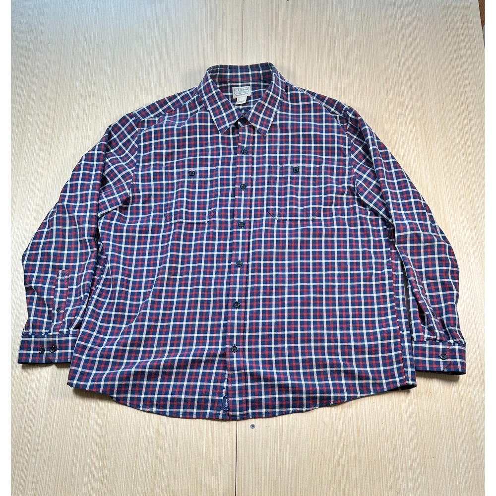 L.L. Bean Flannel Shirt Mens XL Multicolor‎ Buffalo Plaid Cotton Traditional Fit
